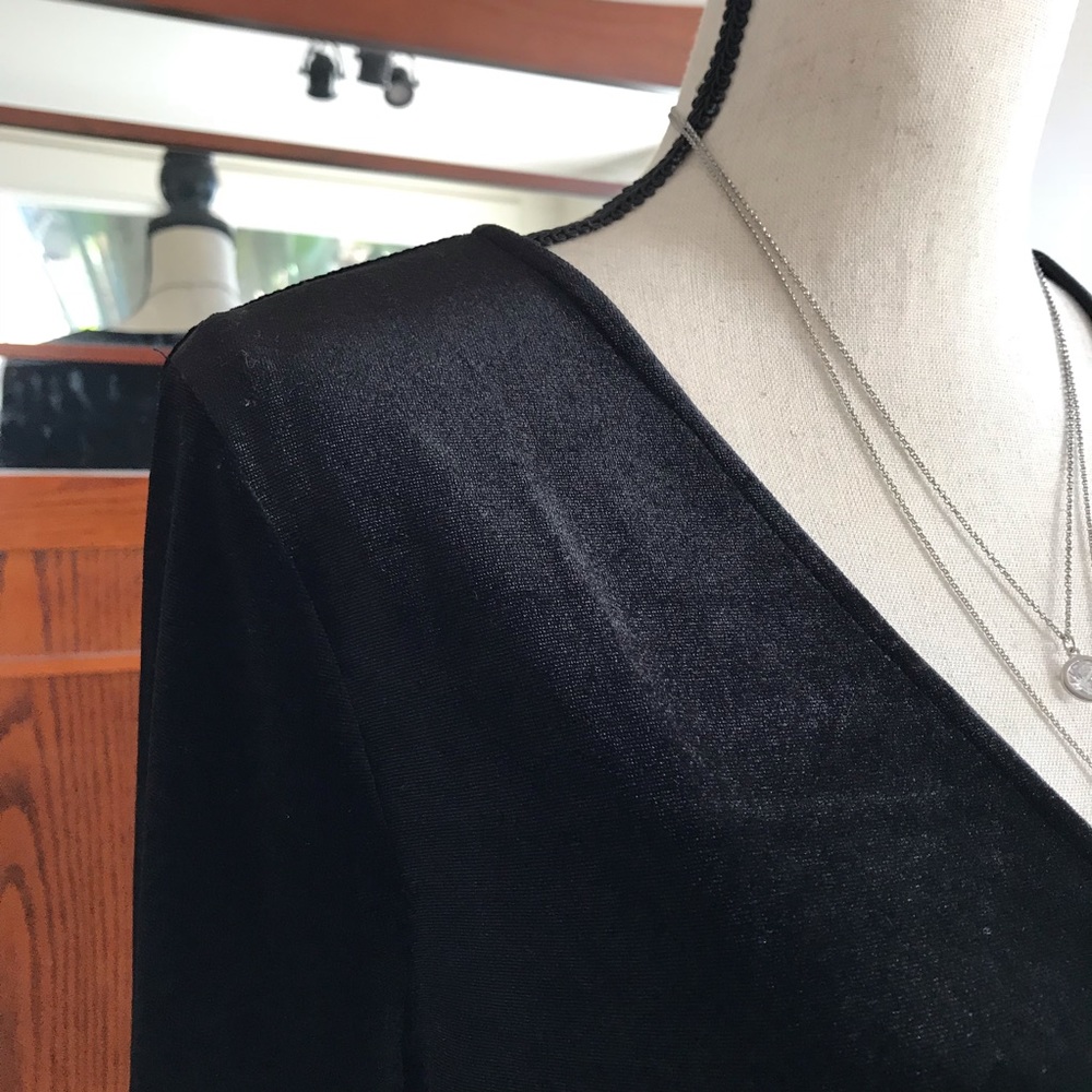 Long Sleeve Velvet Wrap Dress - Picture 4 of 7